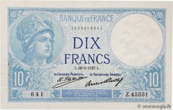 10 Francs MINERVE FRANCE  1927 F.06.12a XF