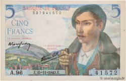 5 Francs BERGER FRANCE  1943 F.05.04