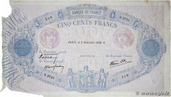 500 Francs BLEU ET ROSE modifié FRANCE  1939 F.31.46 pr.B