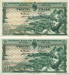 20 Francs Lot CONGO BELGA  1959 P.31 BB