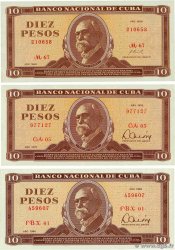 10 Pesos Lot CUBA  1969 P.104a/b/cr  SC+