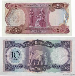 5 et 10 Dinars Lot IRAK  1973 P.064 et P.065 SC+