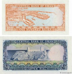 100 Baisa et 1/4 Rial Lot OMáN  1977 P.13a et P.15a SC+