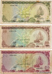 2, 10 et 20 Rufiyaa Lot MALDIVES  1983 P.09a, P.11a et P.12a