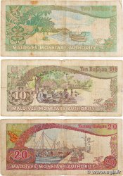 2, 10 et 20 Rufiyaa Lot MALDIVES  1983 P.09a, P.11a et P.12a B