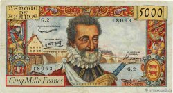 5000 Francs HENRI IV FRANKREICH  1957 F.49.01 fSS