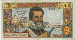 5000 Francs HENRI IV FRANCE  1958 F.49.06 VF