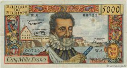 5000 Francs HENRI IV FRANKREICH  1957 F.49.01 fSS