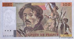 100 Francs DELACROIX imprimé en continu FRANCE  1990 F.69bis.01a UNC-