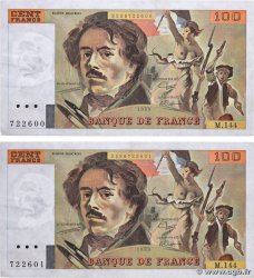 100 Francs DELACROIX modifié Consécutifs FRANCE  1989 F.69.13c