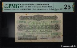 2 Rupees CEYLON  1939 P.21b BB