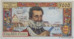 5000 Francs HENRI IV FRANCIA  1958 F.49.06 BC+