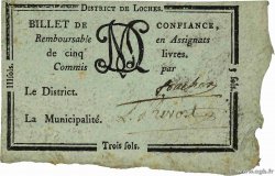 3 Sols FRANCE regionalism and various Loches 1792 Kc.37.015 VF+