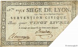 20 Livres FRANCE régionalisme et divers Lyon 1793 Kol.135b TTB