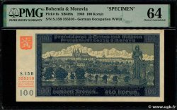 100 Korun Spécimen BOHEMIA & MORAVIA  1940 P.06s UNC-