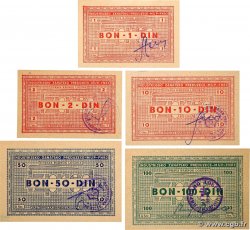 1 à 100 Dinars Lot YUGOSLAVIA Zemun 1951 P.-