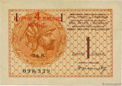 4 Kronen sur 1 Dinar YUGOSLAVIA  1919 P.015a AU-