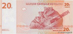 20 Francs Spécimen REPUBBLICA DEMOCRATICA DEL CONGO  1997 P.088s q.FDC