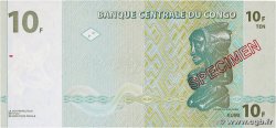 10 Francs Spécimen CONGO, DEMOCRATIC REPUBLIC  1997 P.087s UNC-