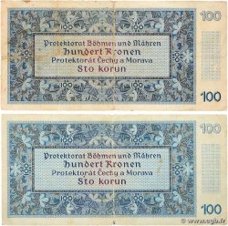 100 Korun Lot BOHEMIA & MORAVIA  1940 P.07a F