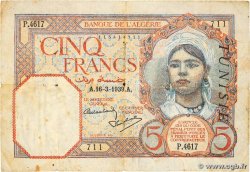 5 Francs TUNISIE  1939 P.08b TB