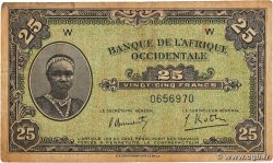 25 Francs FRENCH WEST AFRICA  1942 P.30a q.MB