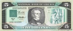 5 Dollars LIBERIA  1989 P.19 UNC-