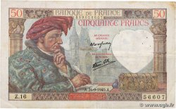 50 Francs JACQUES CŒUR FRANCE  1940 F.19.03 F+