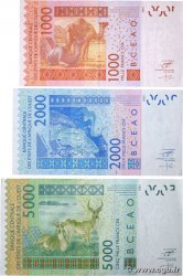 1000, 2000 et 5000 Francs Lot WEST AFRICAN STATES  2011 P.715Kj, P.716Kj et P.717Kj VF