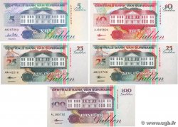 5 au 100 Gulden Lot SURINAM  1995 P.136b, P.137b, P.138db et P.139b