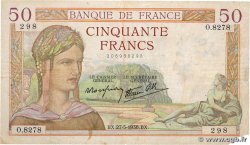 50 Francs CÉRÈS modifié FRANCE  1938 F.18.13