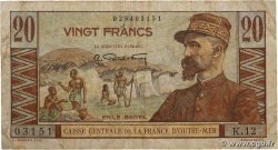 20 Francs Émile Gentil AFRIQUE ÉQUATORIALE FRANÇAISE  1957 P.22 BC