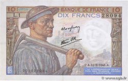 10 Francs MINEUR FRANCE  1941 F.08.01 SUP