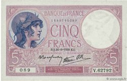 5 Francs FEMME CASQUÉE modifié FRANCE  1939 F.04.09 UNC-