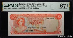 5 Dollars BAHAMAS  1968 P.29a