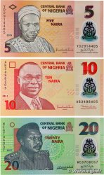 5, 1020 Naira Lot NIGERIA  2007 P.34g, P.38b, P.39c