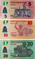 5, 1020 Naira Lot NIGERIA  2007 P.34g, P.38b, P.39c UNC