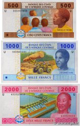 500 à 2000 Francs Lot STATI DI L  AFRICA CENTRALE  2002 P.206Ud, P.207Ud et P.208Ud