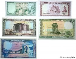 5,10, 50, 100 et 250 Livres Lot LIBAN  1986 P.062d, P.063d,P.066d et P.067e NEUF