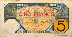 5 Francs DAKAR FRENCH WEST AFRICA Dakar 1928 P.05b