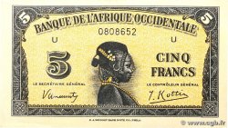 5 Francs FRENCH WEST AFRICA  1942 P.28a