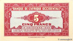 5 Francs FRENCH WEST AFRICA  1942 P.28a VZ+