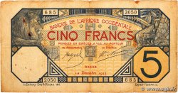 5 Francs DAKAR FRENCH WEST AFRICA Dakar 1922 P.05Bb