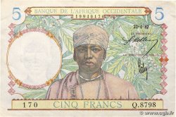 5 Francs FRENCH WEST AFRICA  1942 P.25