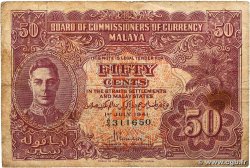 50 Cents MALAYA  1941 P.10a B+