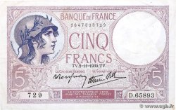 5 Francs FEMME CASQUÉE modifié FRANCE  1939 F.04.14