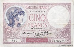 5 Francs FEMME CASQUÉE modifié FRANCE  1939 F.04.09