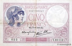 5 Francs FEMME CASQUÉE modifié FRANCE  1939 F.04.06