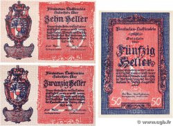 10, 20 et 50 Heller Lot LIECHTENSTEIN  1920 P.01, P.02 et P.03 UNC