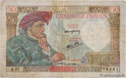 50 Francs JACQUES CŒUR FRANCIA  1940 F.19.04 BC